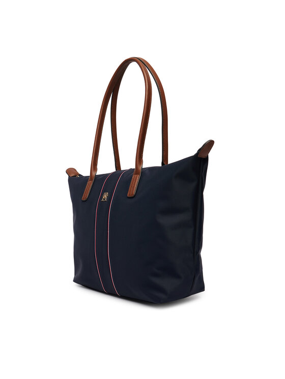 Tommy Hilfiger Tommy Hilfiger Kabelka Popette Tote Corp AW0AW17706 Tmavomodrá