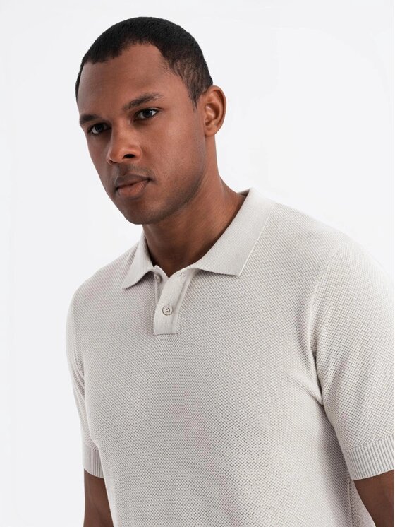 Ombre Ombre Polo OM-POSS-0117 Beżowy Regular Fit