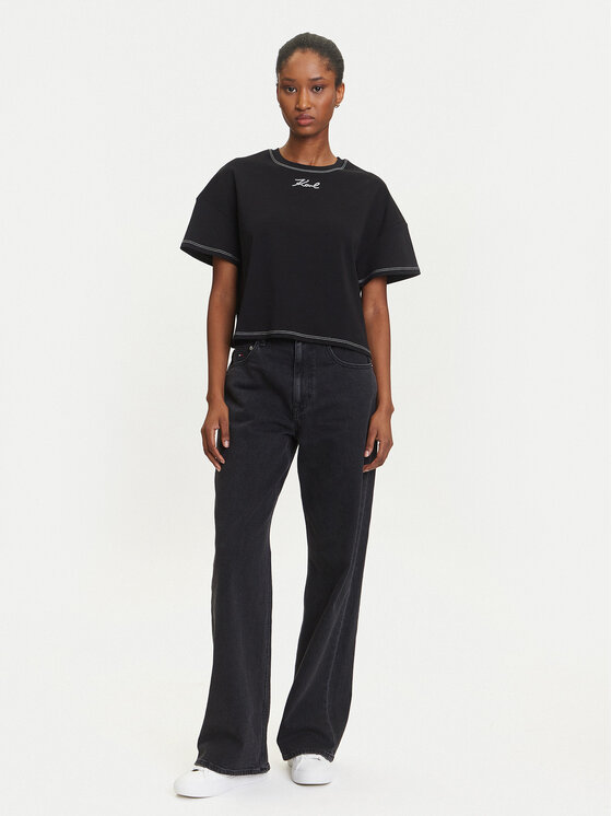 KARL LAGERFELD KARL LAGERFELD Tričko A3W17019 Čierna Boxy Fit