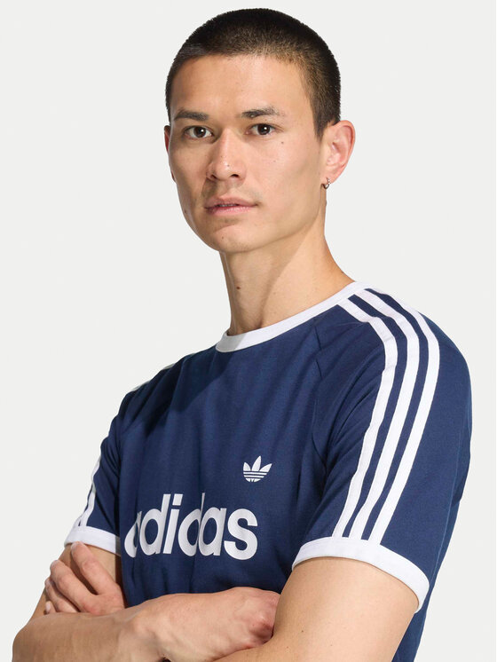 adidas adidas Marškinėliai 3-Stripes Ringer KF0419 Tamsiai mėlyna Slim Fit