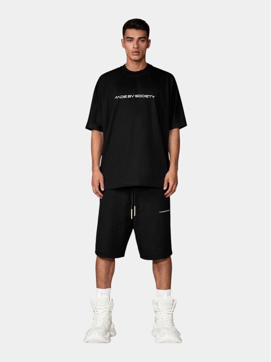 MADE BY SOCIETY MADE BY SOCIETY Spodnie materiałowe Bermude CONCRETE SHELL - B17366 Czarny Basic Fit