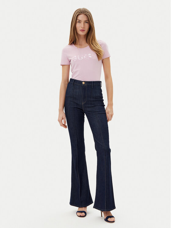 Guess Guess Póló W5GI17 J1314 Rózsaszín Slim Fit