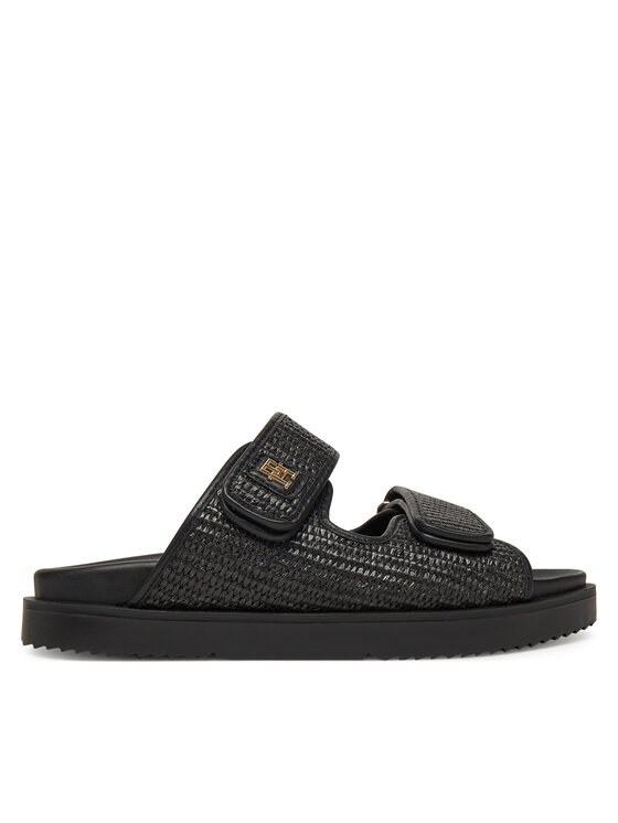 Tommy Hilfiger Tommy Hilfiger Şlapi DOUBLE STRAP RAFFIA FW0FW08940 Negru
