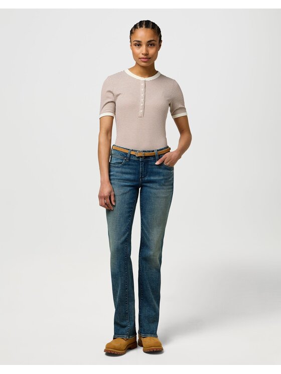 Wrangler Wrangler T-Shirt FEMME KNIT HENLEY Różowy Slim Fit