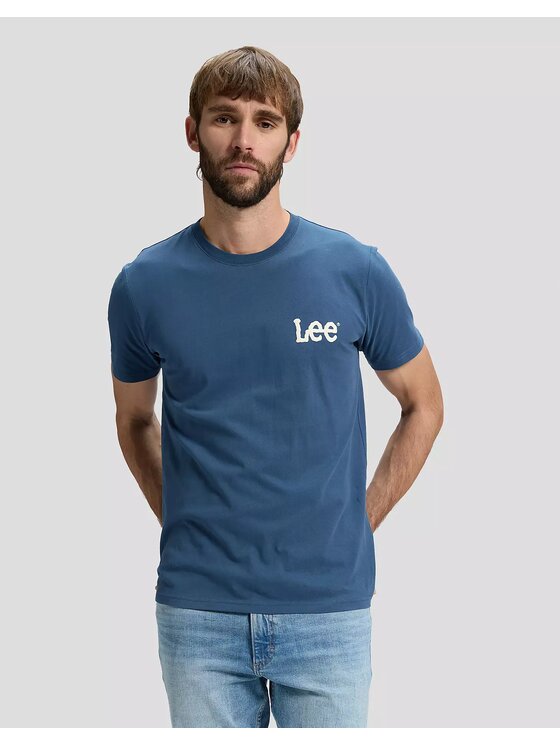 Lee Lee T-Shirt MEDIUM WOBBLYTEE Niebieski Regular Fit