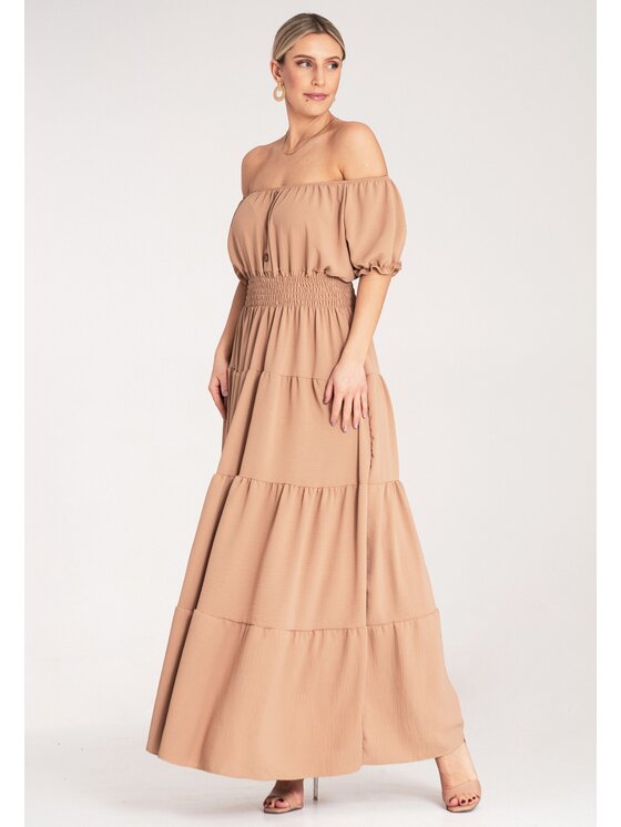 FIGL FIGL Letné šaty M1170 Béžová Flared Fit