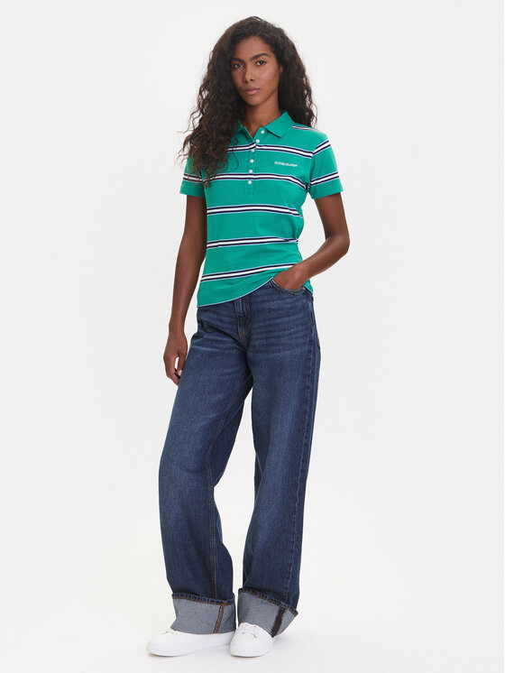 Guess Jeans Guess Jeans Top 176097 Zielony Classic Fit
