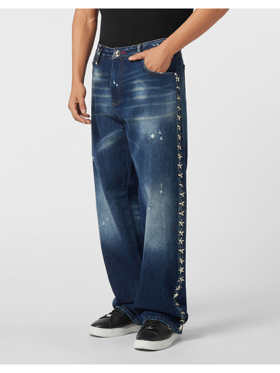 PHILIPP PLEIN PHILIPP PLEIN Jeansy 25875 Niebieski jasny Loose Fit