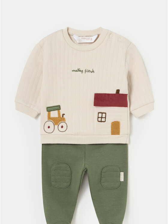 Mayoral Mayoral Set de bluză și pantaloni cu botoșei 2515 Verde Regular Fit