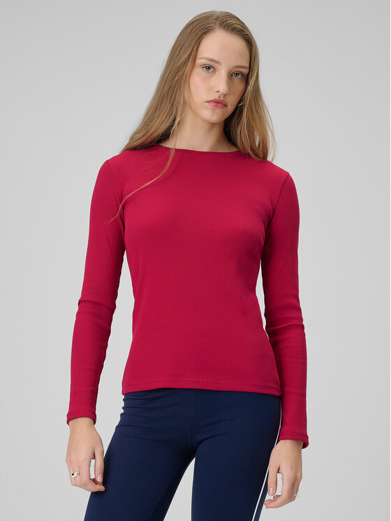 4F 4F Bluzka BASIC+ Różowy ciemny Slim Fit