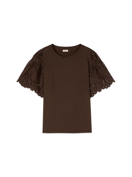 Oltre Oltre T-Shirt G086J004542N0Z2 Brązowy Regular Fit