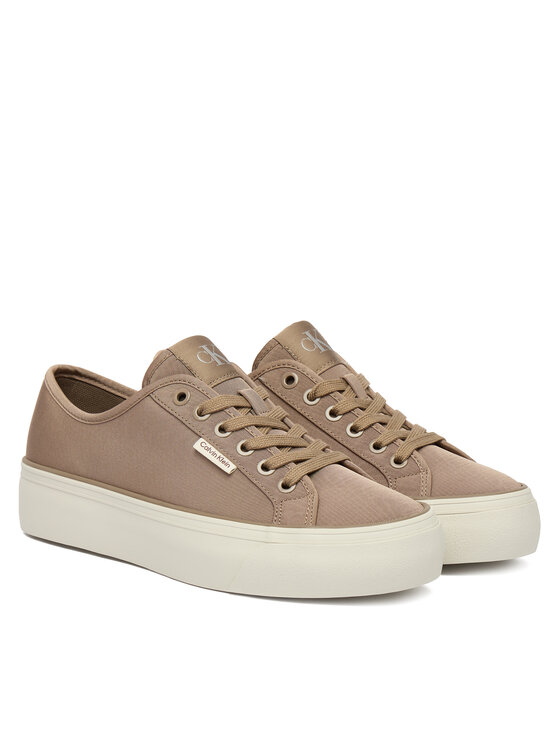 Calvin Klein Calvin Klein Sneakersy Vulc Flatform Lace Up Moire YW0YW02012 Hnědá