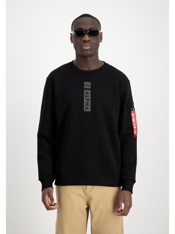 Alpha Industries Alpha Industries Mikina Alpha Reflective Print Sweatshirt Černá Regular Fit