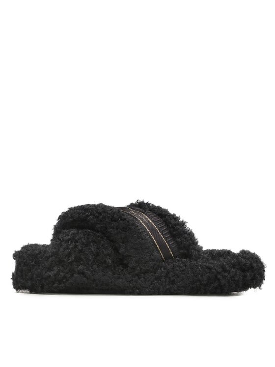 Tommy Hilfiger Tommy Hilfiger Kapcie Sherpa Fur Home Straps FW0FW06576 Czarny