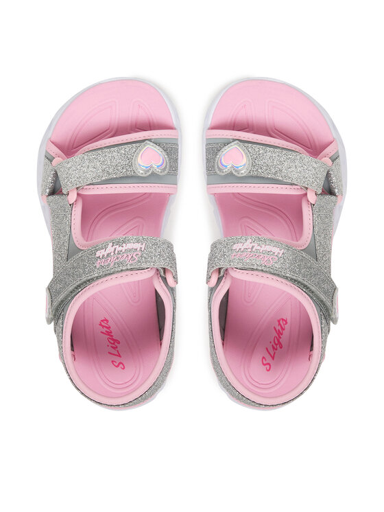 Skechers Skechers Босоніжки S-Lights: Heart Lights Sandal - Sugar Sparks 303114L/SLPK Срібний