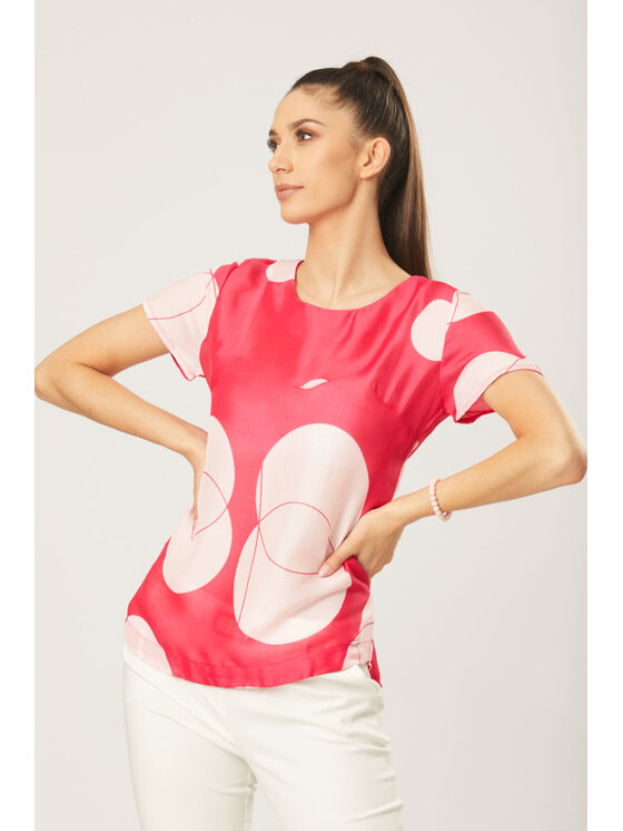 QUIOSQUE QUIOSQUE Blúzka PINK DOTS BLOUSE Bordová Regular Fit