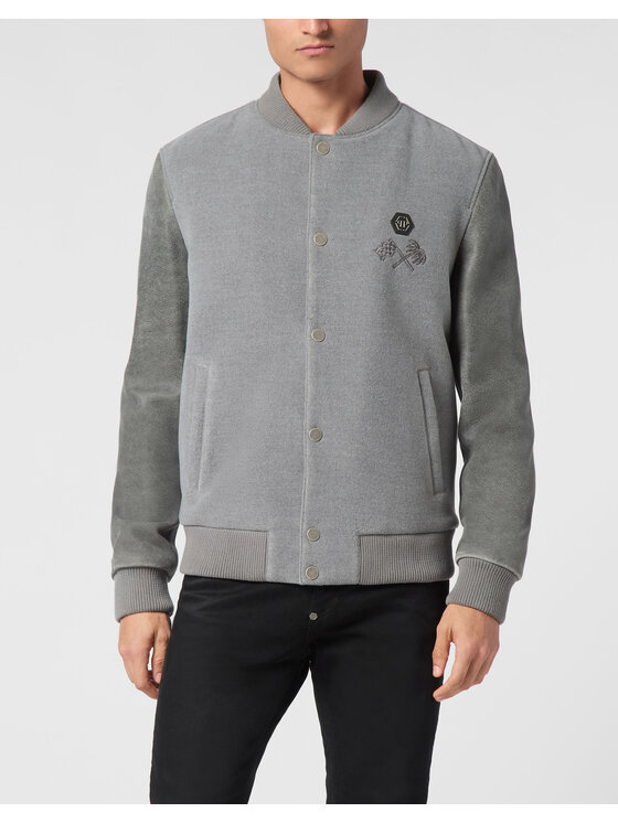 PHILIPP PLEIN PHILIPP PLEIN Bunda bomber 22655 Šedá Regular Fit