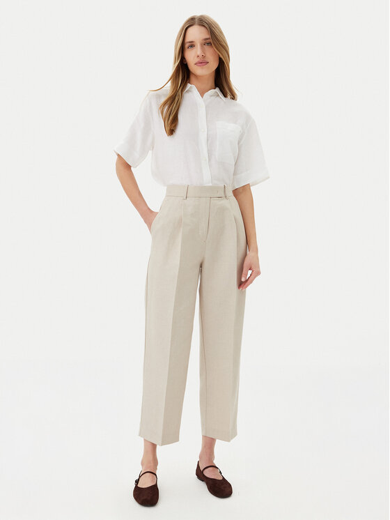 Tommy Hilfiger Tommy Hilfiger Kalhoty z materiálu WW0WW45461 Béžová Tapered Fit
