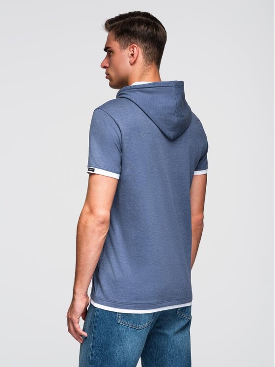 Ombre Ombre T-Shirt OM-TSCT-0256 Niebieski Regular Fit