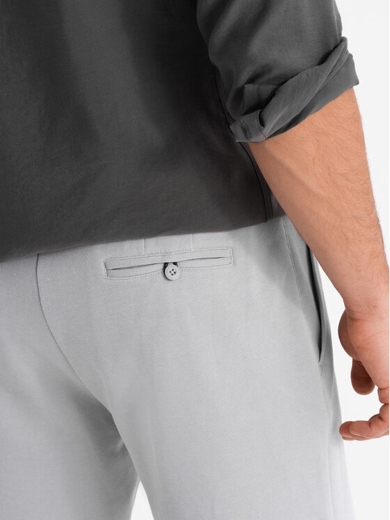 Ombre Ombre Šortky z materiálu OM-SRCS-0169 Šedá Slim Fit