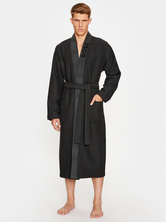 Boss Ogrtač Waffle Kimono 50469787 Crna