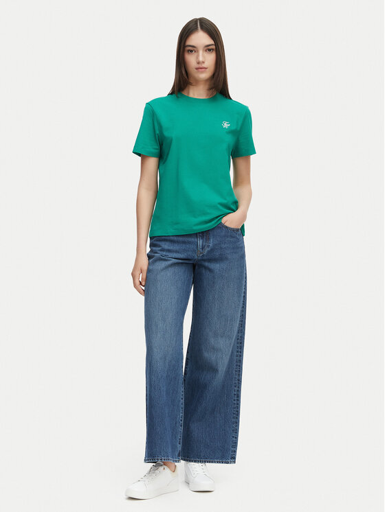 Tommy Hilfiger Tommy Hilfiger T-Shirt Logo Embroidery WW0WW48699 Πράσινο Regular Fit