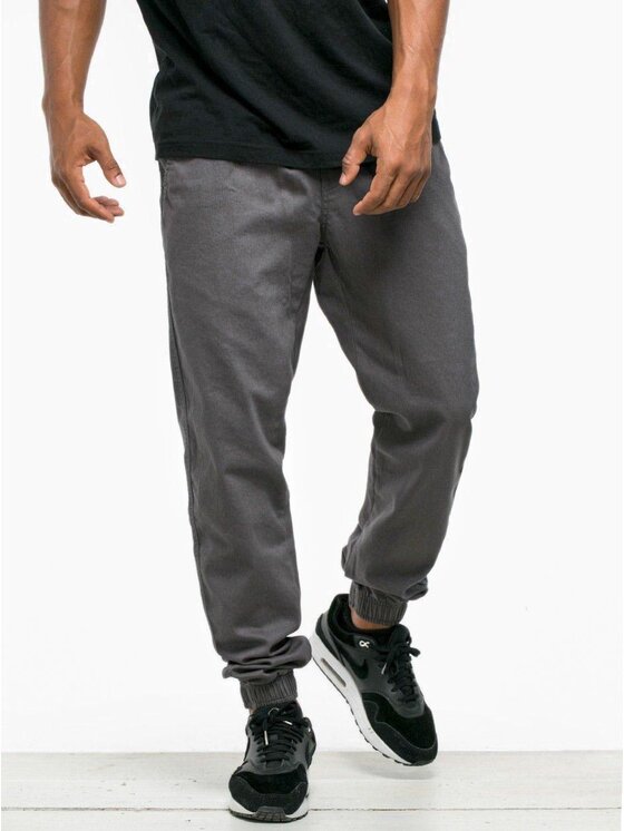 Jigga Wear Jigga Wear Spodnie materiałowe Spodnie Materiałowe Jogger Ze Ściągaczem Jigga Wear Crown Ciemne Szare 6XL Szary Jogger Fit