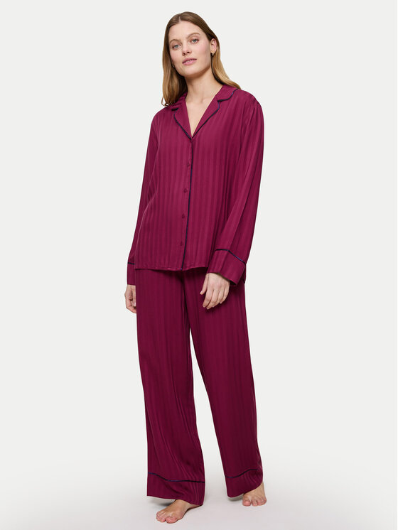 Triumph Triumph Pidžama Amourette Jacquard 10225073 Tamnocrvena Relaxed Fit