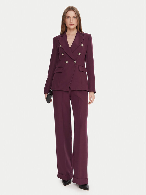 Maryley Maryley Hlače iz tkanine 25IB563/43BU Bordo rdeča Regular Fit