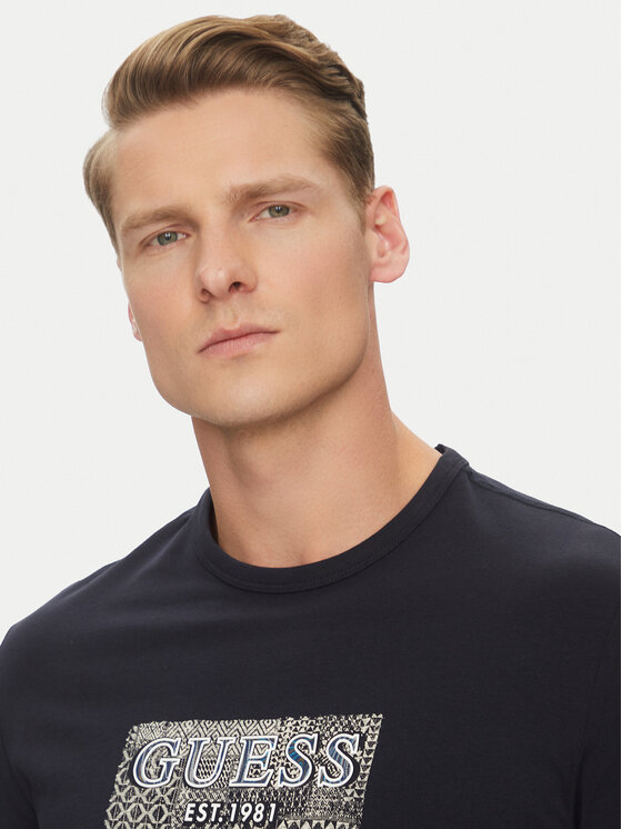 Guess Guess T-Shirt M5GI19 J1314 Granatowy Regular Fit
