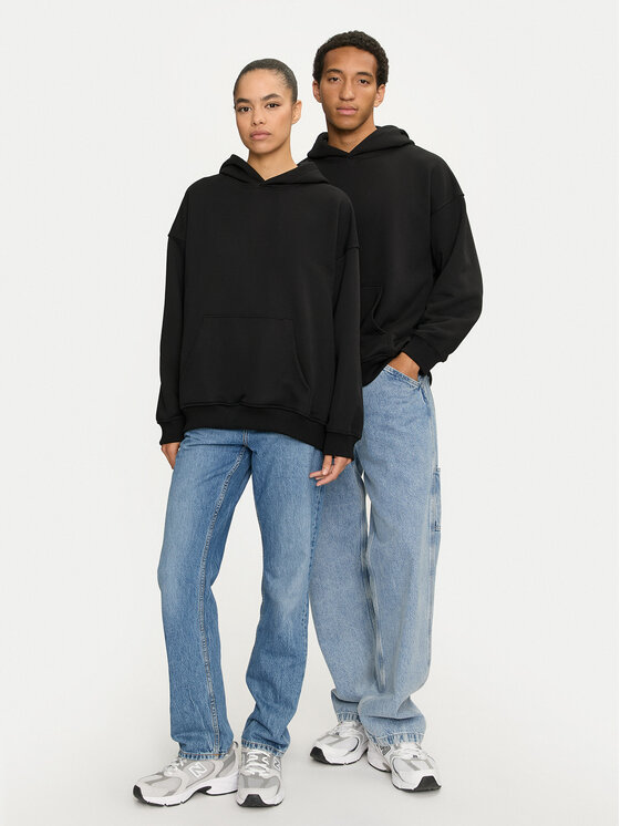 2005 2005 Mikina Unisex Blank Černá Loose Fit