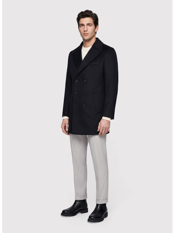 Pako Lorente Pako Lorente Płaszcz wełniany P26WP-7X-005 Czarny Slim Fit