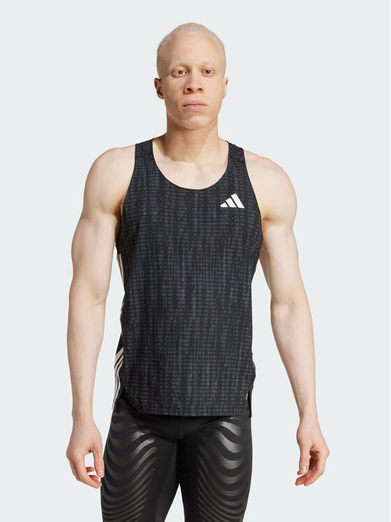 adidas adidas Tank top Adizero Running Szary ciemny Slim Fit