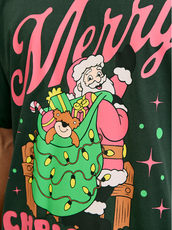 Jack & Jones Jack & Jones T-krekls Holiday Cartoon 12287550 Zaļš Relaxed Fit