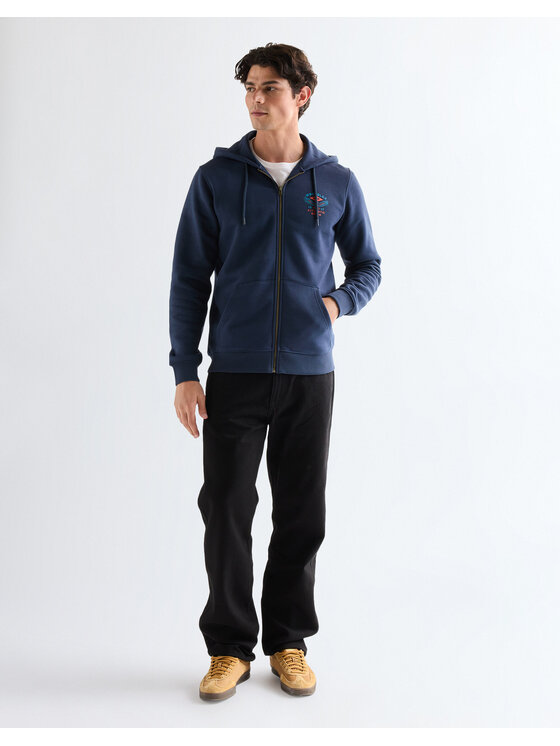 Wrangler Wrangler Bluza GRAPHIC ZIP HOODIE Granatowy Regular Fit