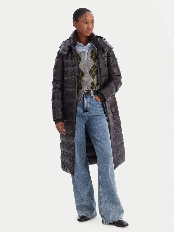 Tommy Hilfiger Tommy Hilfiger Пухено яке Gloss WW0WW47356 Черен Regular Fit