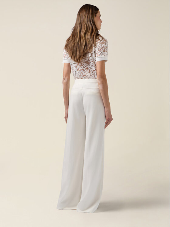 Oltre Oltre Spodnie materiałowe P843J002434N011 Biały Baggy Fit