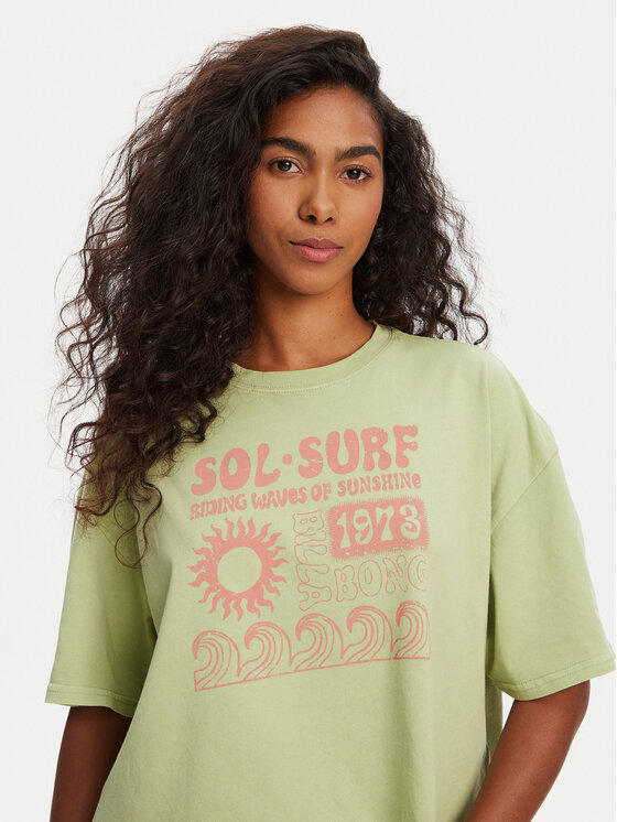 Billabong Billabong Tričko Sol Surf EBJZT00428 Zelená Oversize