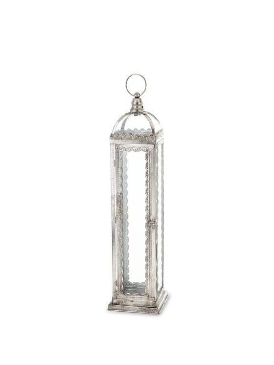 MIAhome MIAhome Lampion metalowy ze szkłem Kerala 64 cm Srebrny