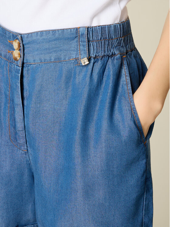 Oltre Oltre Pantaloncini di tessuto P406J002555N024 Blu Over Fit