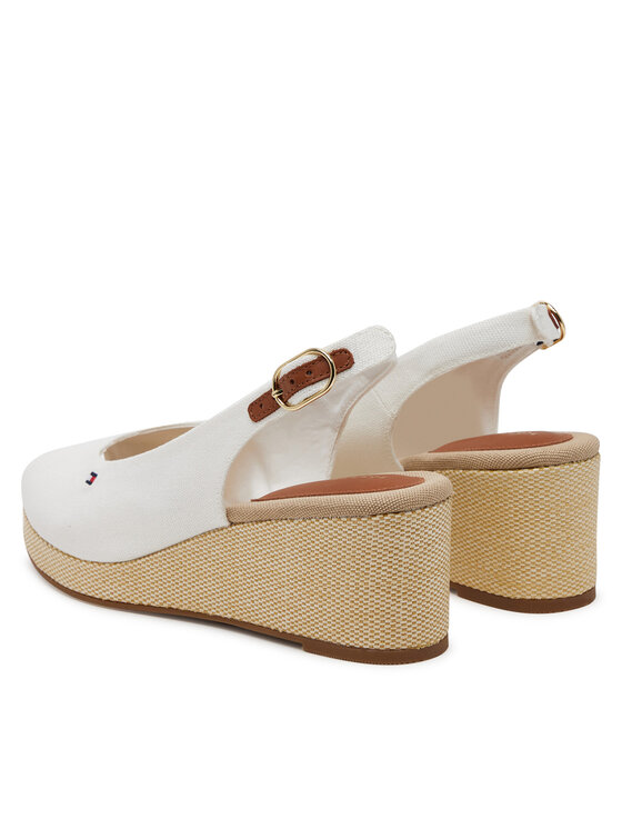 Tommy Hilfiger Tommy Hilfiger Espadrilky Flag Mid Wedge Espad Slingback FW0FW08595 Biela