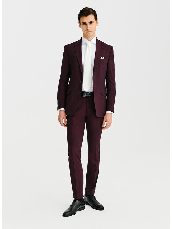 Pako Lorente Pako Lorente Spodnie garniturowe P25SF-6G-035 Bordowy Super Slim Fit
