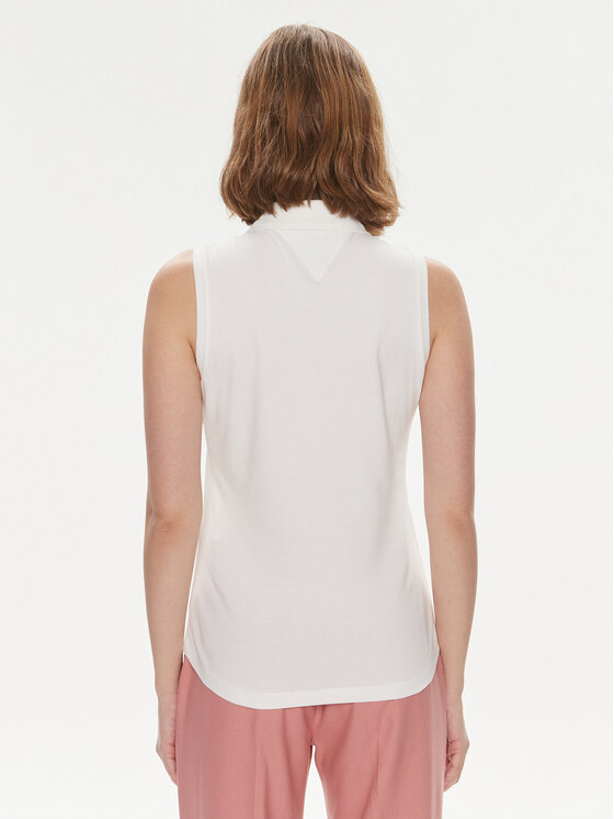 Tommy Hilfiger Tommy Hilfiger Тениска с яка и копчета 1985 WW0WW41794 Бял Slim Fit