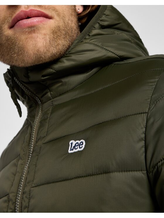 Lee Lee Kurtka puchowa LIGHT PUFFER JKT OLIVE NIGHT Zielony Regular Fit