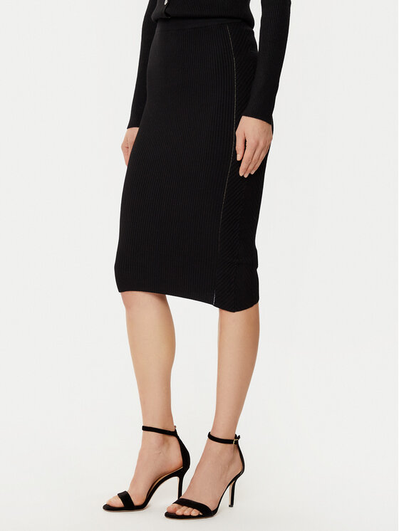 Guess Guess Fustă midi W5RD15 Z2V62 Negru Slim Fit