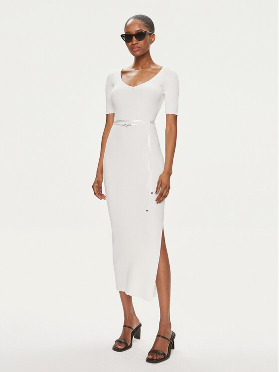 HUGO Hugo Trikotažinė suknelė Simbly 50514287 Balta Slim Fit
