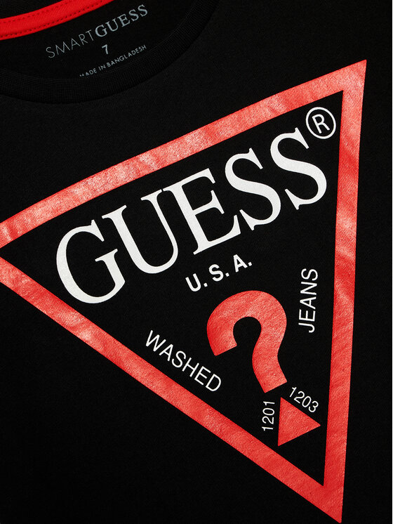 Guess Guess Футболка L73I55 K8HM0 Чорний Regular Fit