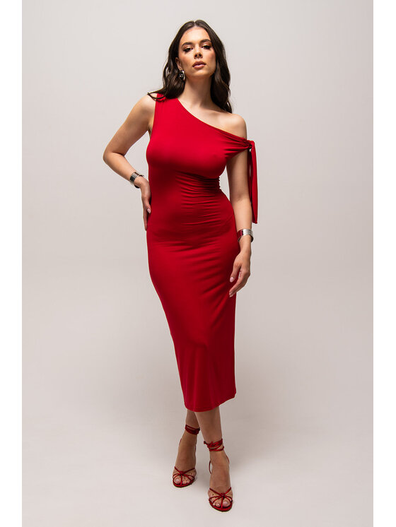 Nudyess Nudyess Vestito di maglia Shantel z modalu Rosso Fitted Fit