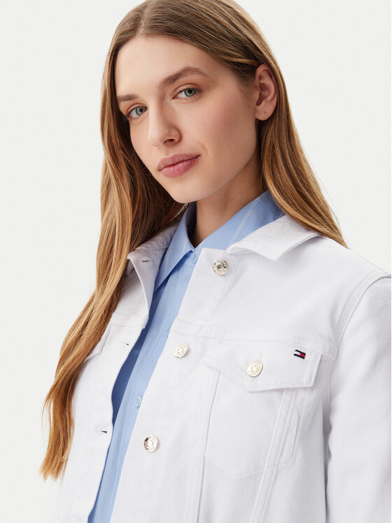 Tommy Hilfiger Tommy Hilfiger Jeansová bunda WW0WW44374 Bílá Regular Fit