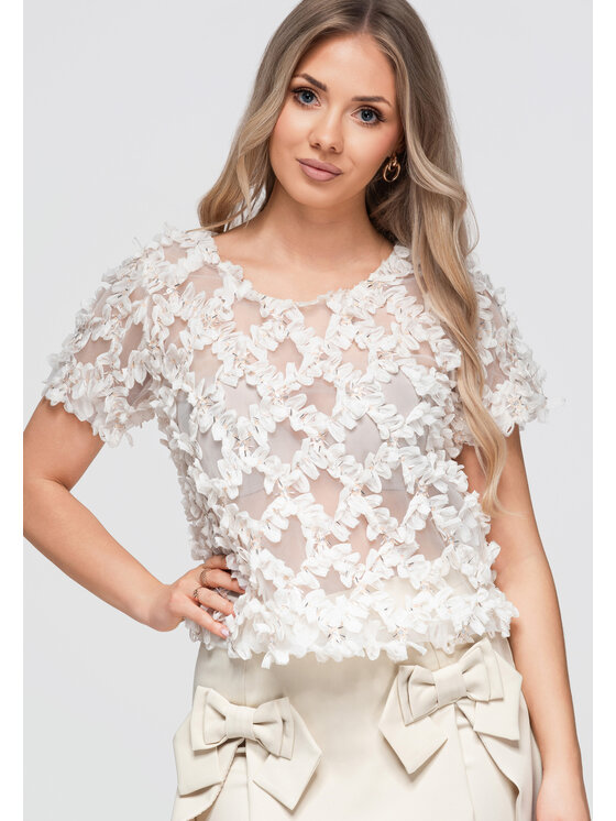 Ombre Ombre Bluzka OW-TS-E0062 Beżowy Loose Fit
